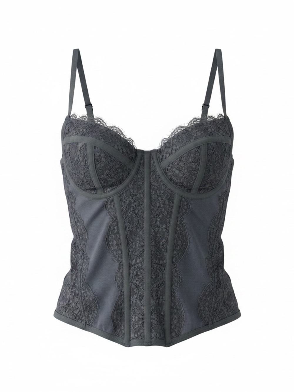 Urban Outfitters Charcoal Lace-Trim Bustier